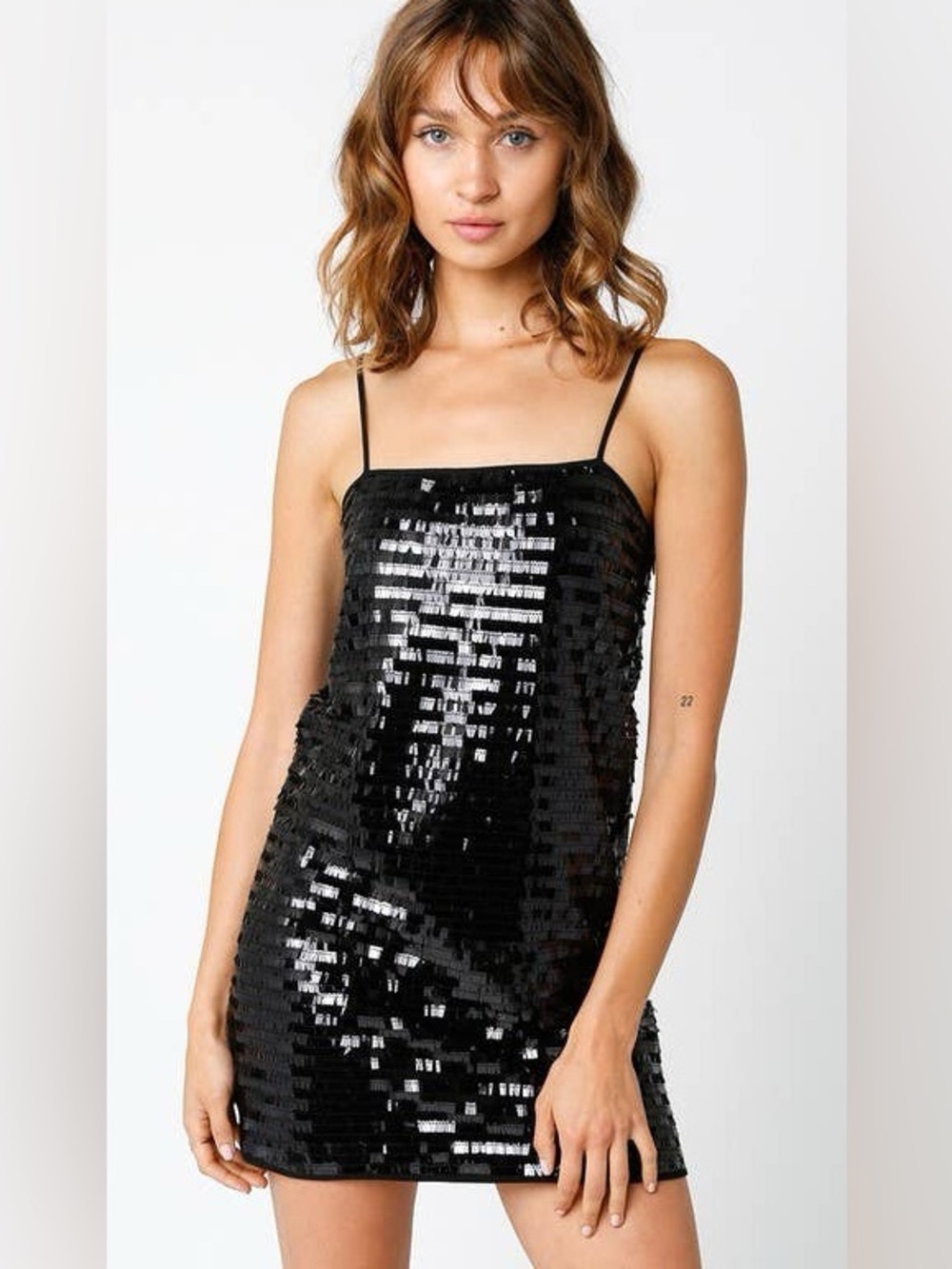 TALULAH Black Sequin Strapless Mini Dress